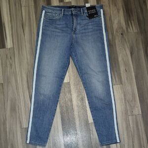 Nwt Banana Republic Light Blue Skinny Jeans with White Side Stripes Size 32